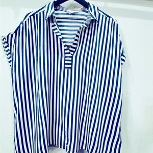 Jane and Delancy Blue Striped Top